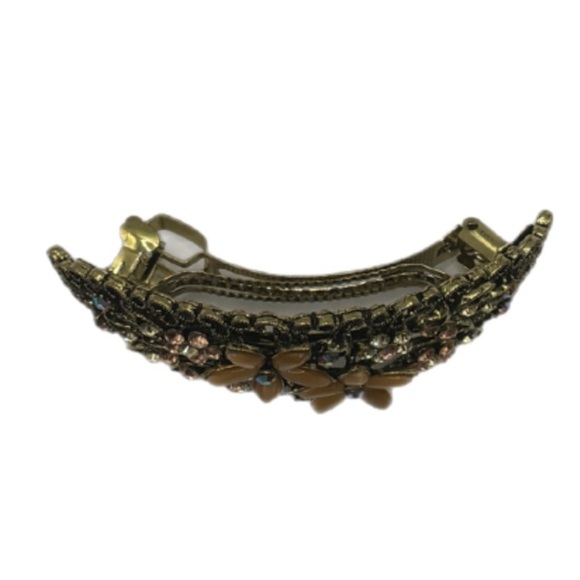 Women’s Barrette w/ Peach Colored Stones & Peach & Colorless White Crystals. - Picture 7 of 7